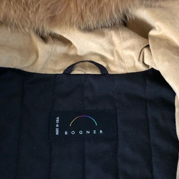 BOGNER Light Brown Faux Suede w/ Fox Fur Hood Full Zip Jacket - Picture 5 of 10